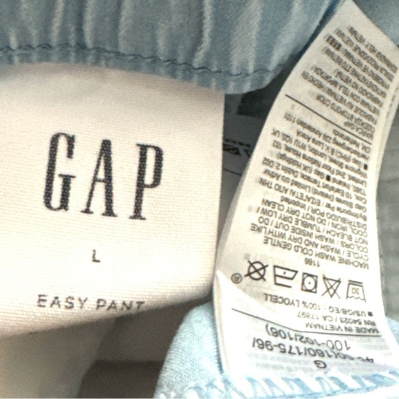 GAP Easy Pants Cotton elastic cord knot waist ankle  length blue Sz L - Picture 6 of 6